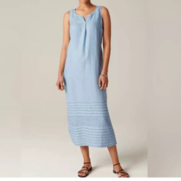 J. Jill Pure Jill Kantha-Stitched Linen Dress In Fresh Air Multi Petite Large - Picture 8 of 8